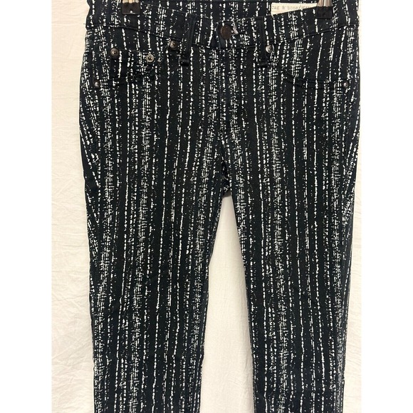 Rag & Bone Barcode Print Twill Black & White‎ Leggings Pants Jeans Sz 24 Small S - Picture 2 of 5